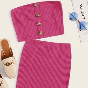 Pink Tube Top and Pencil Skirt Set